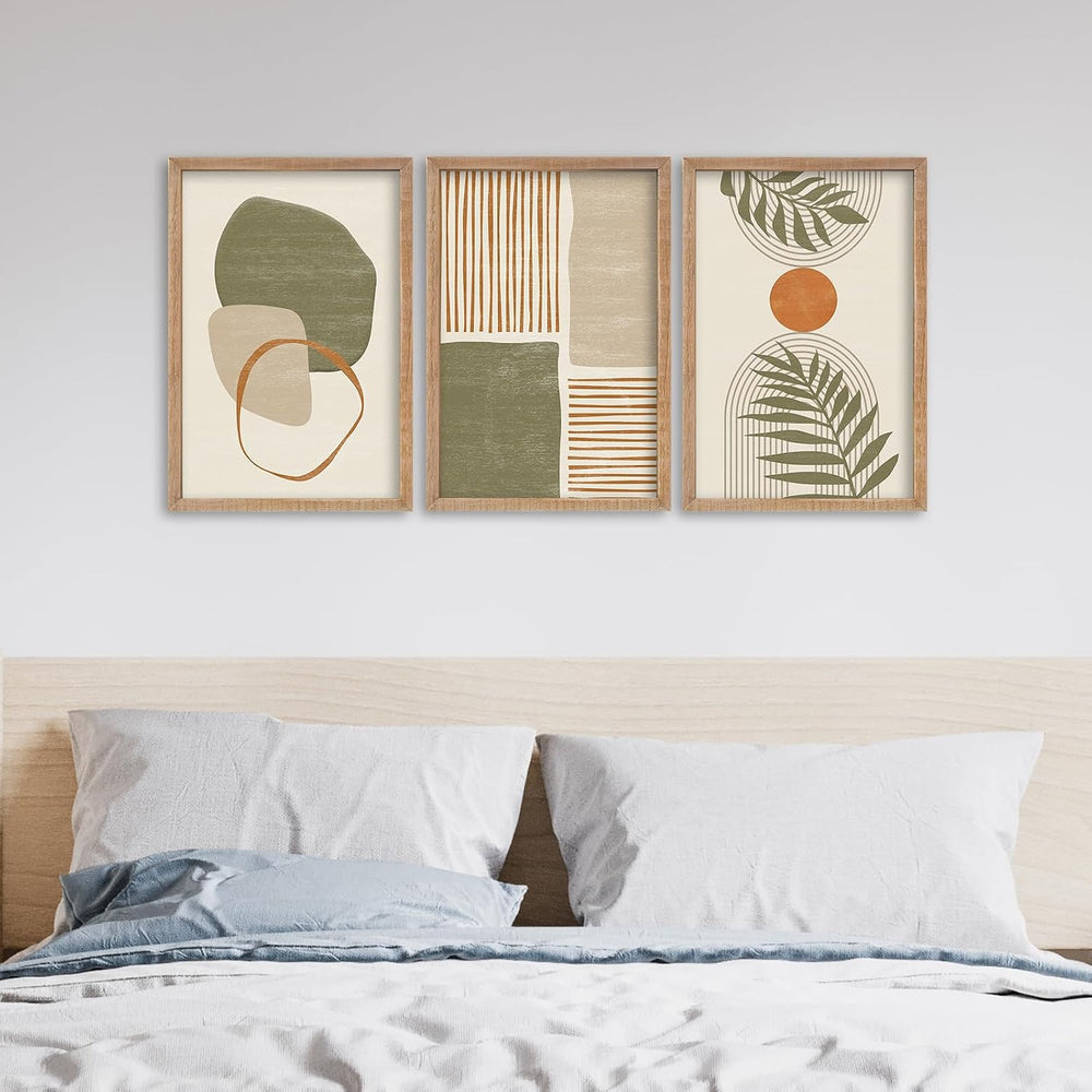 SRSZHIYUE Large Green Abstract Boho Plant Wall Art Set of 3 16"x11"...