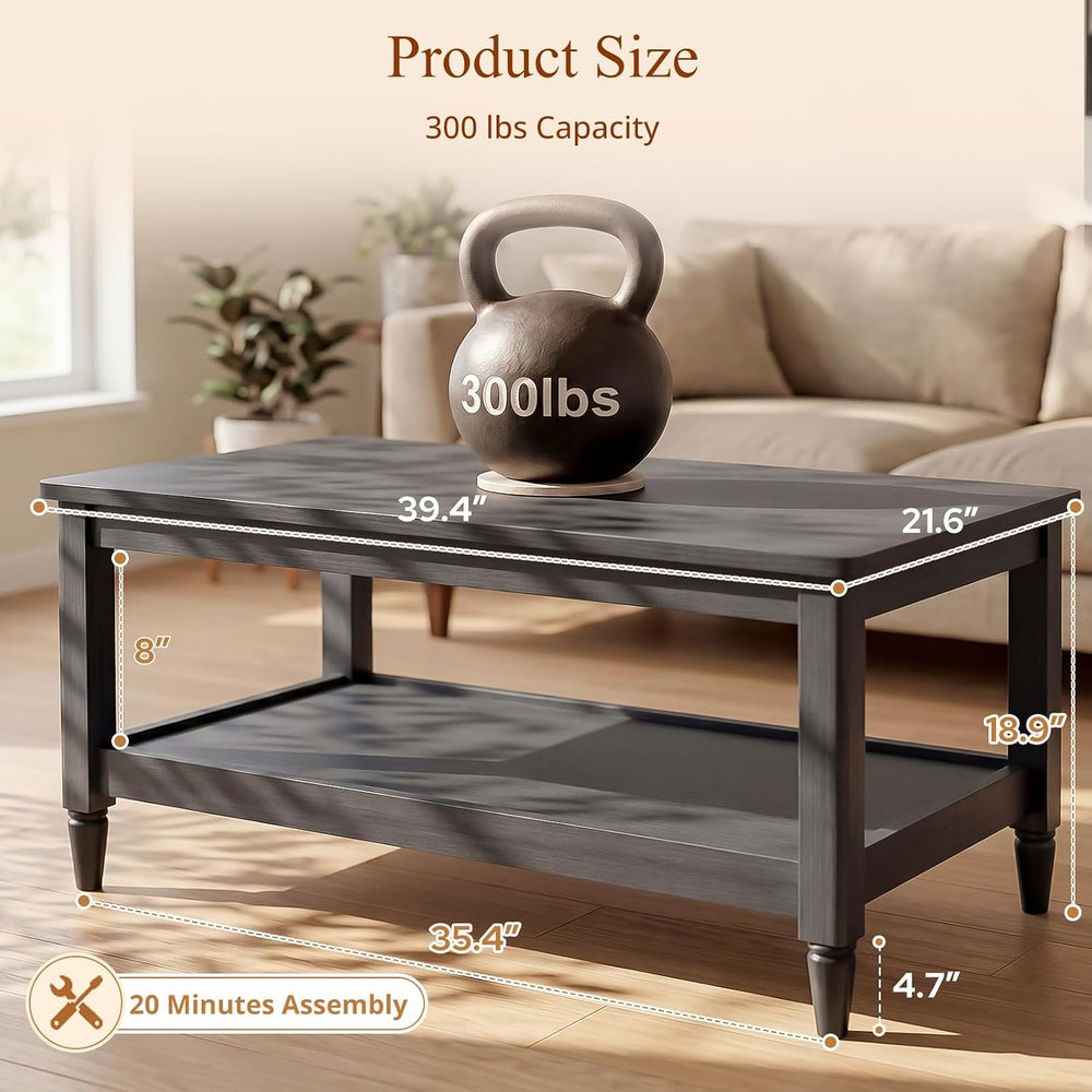40" Farmhouse Coffee Table, Dark Oak
