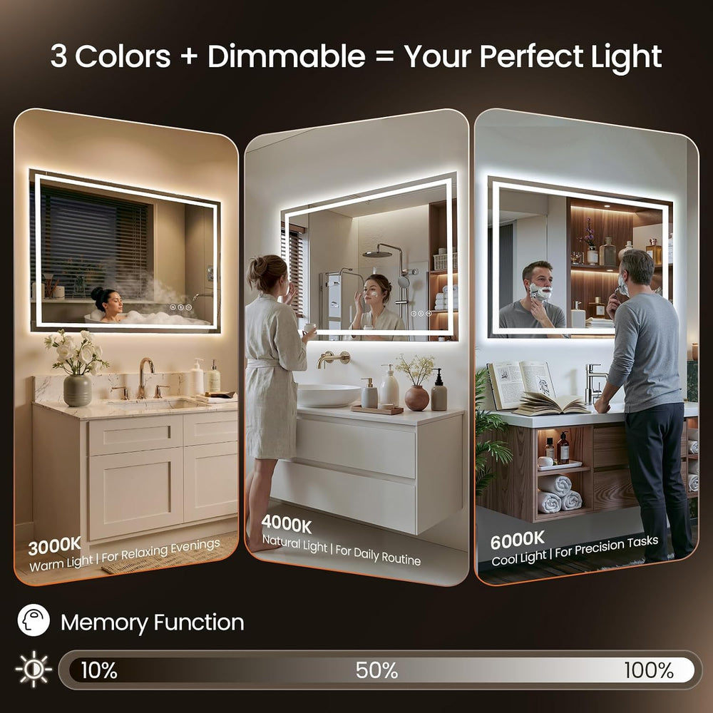 40"x30" LED Bathroom Mirror with Anti-Fog, Backlit & Front Ligh...