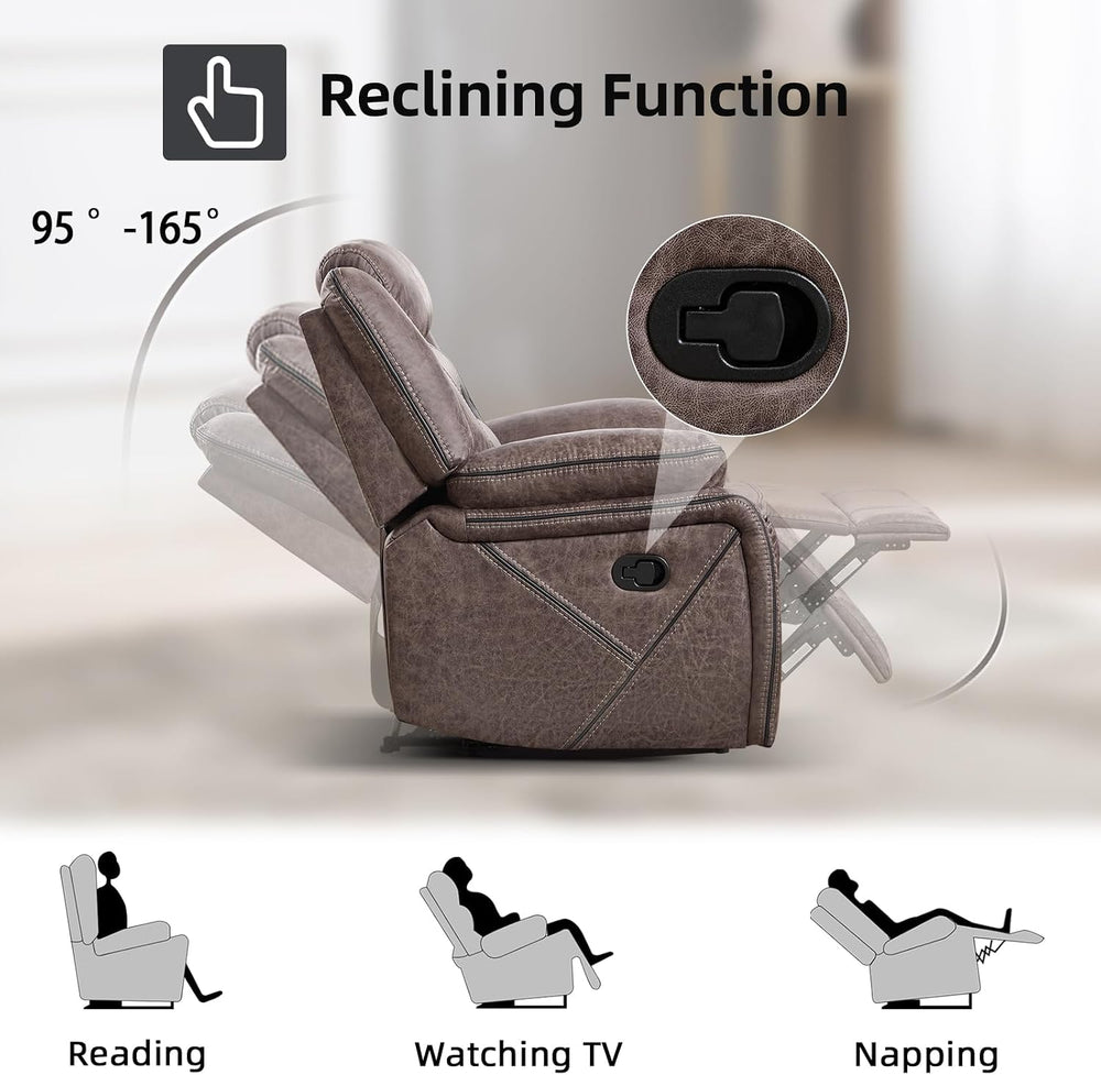 EBELLO Faux Leather Recliner Sofa Furniture Set for Living Room, Recliner Cha...