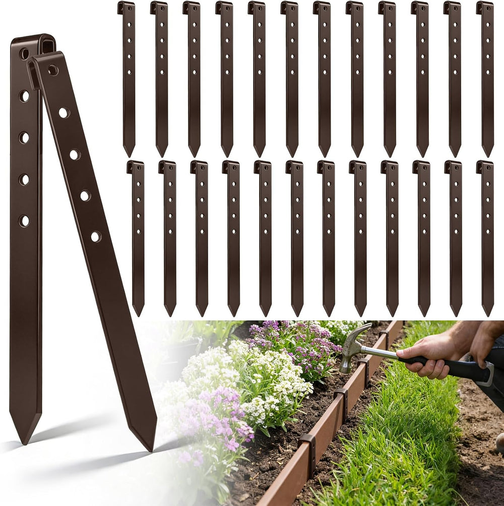Fumete 36 Pcs 10'' Metal Landscape Stakes Bulk, Garden, Heavy Duty, B...