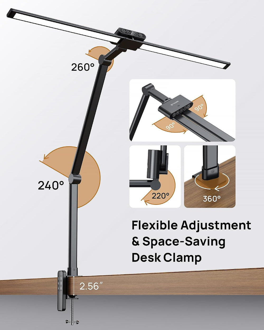 TROND LED Desk Lamp with Clamp, 29.55'' Tall Desk Light with Remote, ...