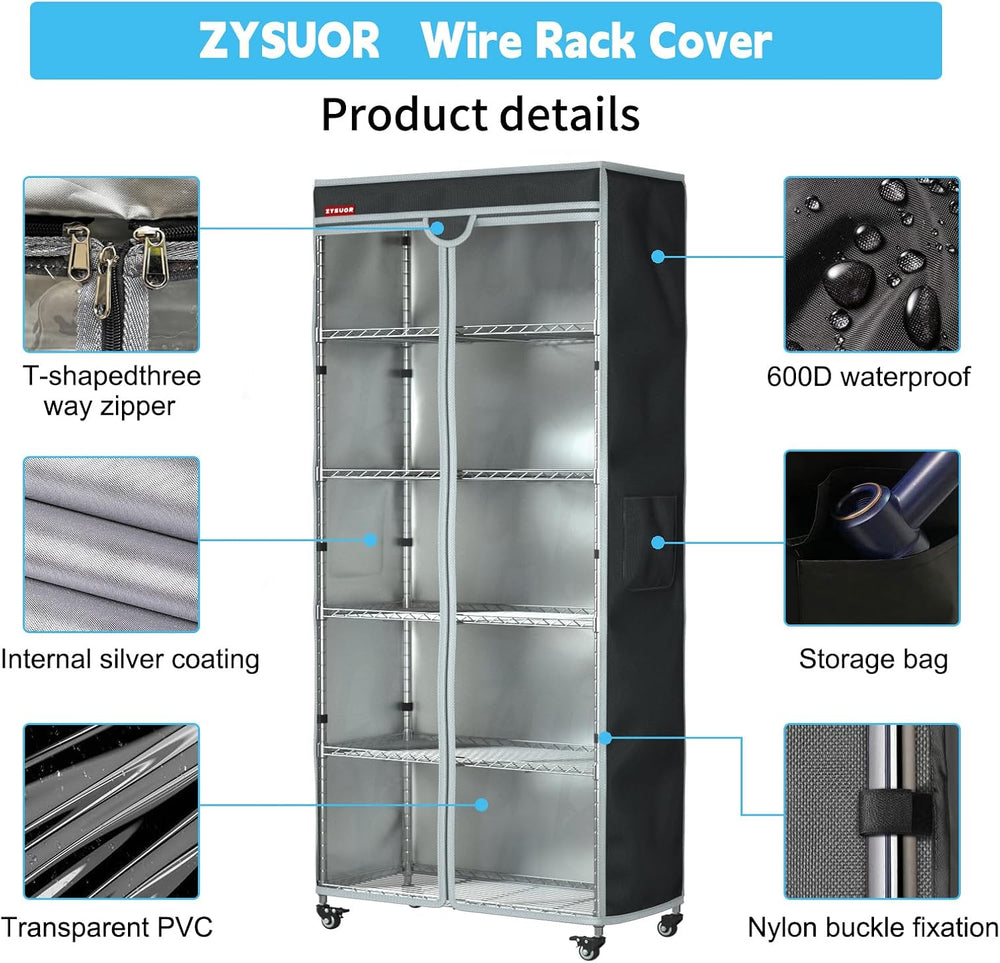 Waterproof Dustproof Shelf Cover for Wire Rack, Fits 48"Wx18"Dx72&q...