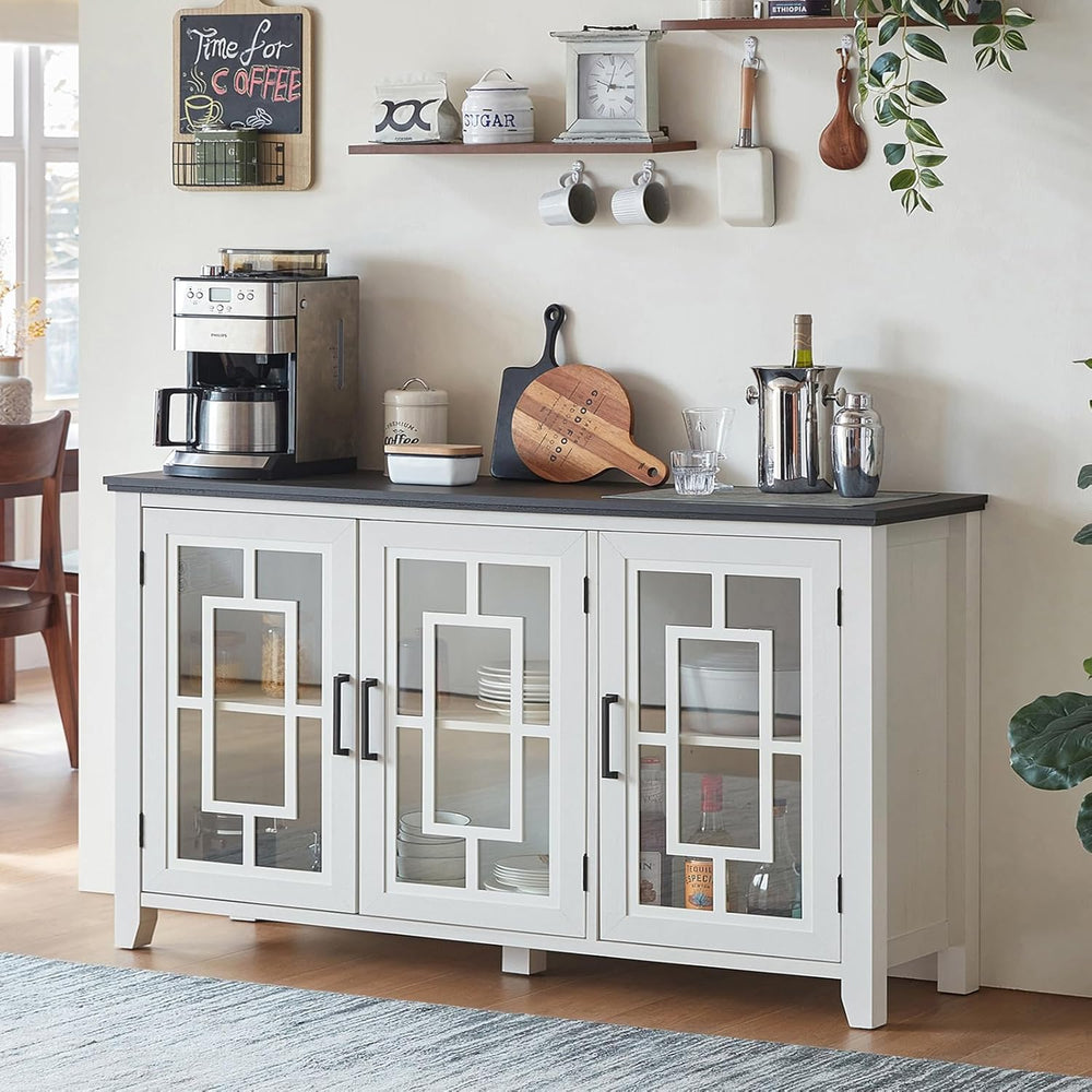 Joaxswe 55" Farmhouse Large Sideboard Buffet Cabinet with Storage, White