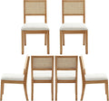 Rattan Dining Chairs Set of 6, Natural Upholstered Kitchen/Restaurant Chair