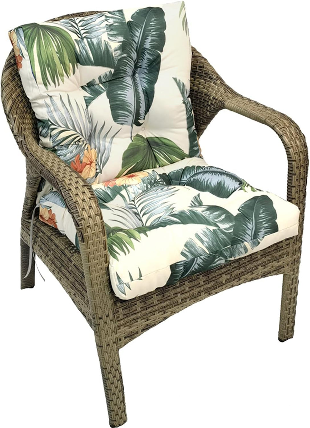 Outdoor Chair Cushions Waterproof Floral Tufted Lawn Wicker Chair Cushion for...