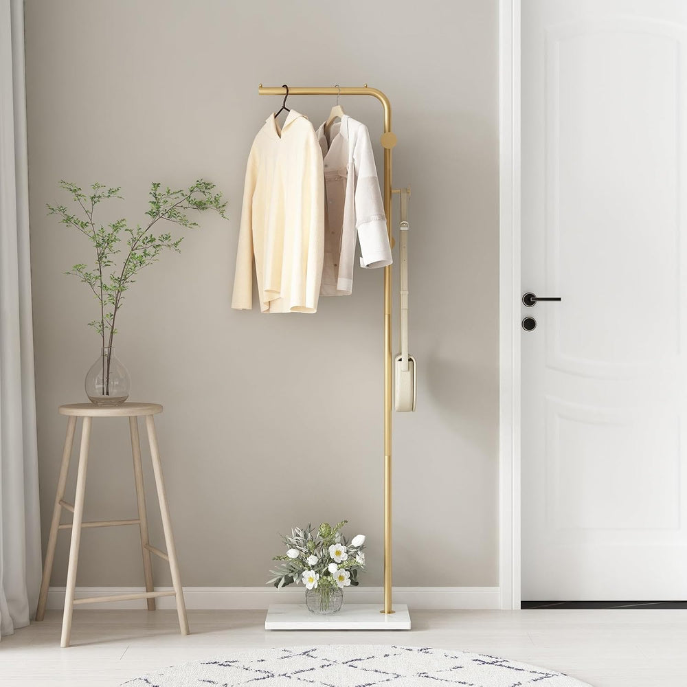 TIEOU Gold Coat Racks, Metal Coat Racks Freestanding with Crossbar and 3 Hook...
