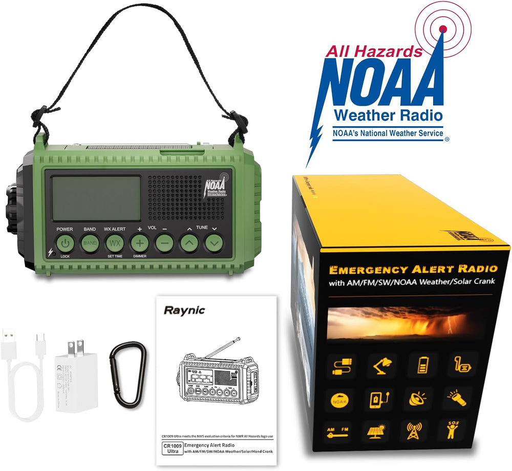 Raynic Emergency Radio, 12000mAh/44400mWh Battery Operated Weather Radio, Sol...