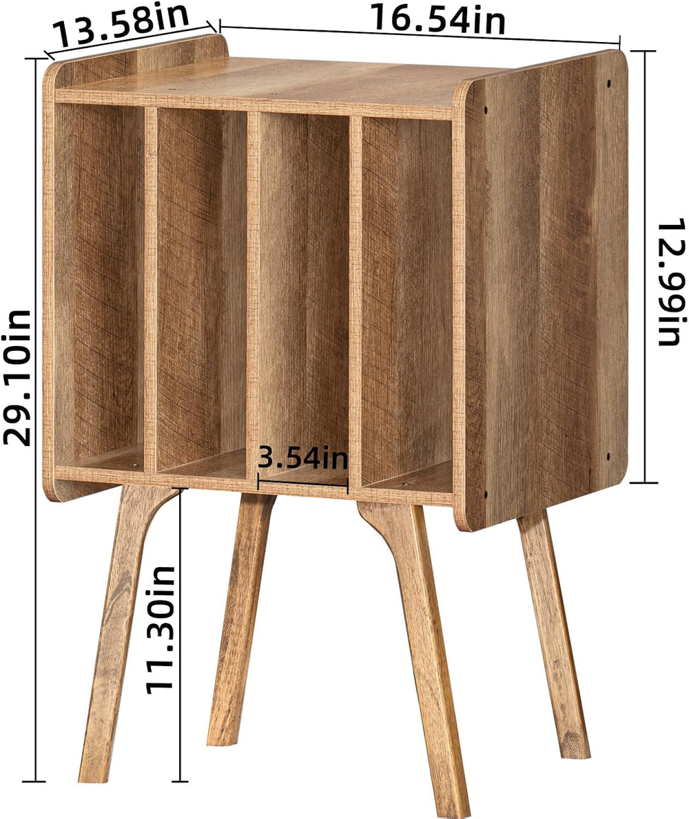 LELELINKY Record Player Stand, Oak Grey Vinyl Record Storage Table for LPs