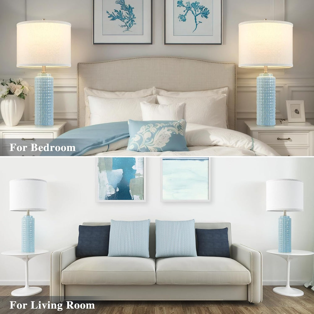 Luvkczc 24.8" Ceramic Bedside Lamps Set of 2, Adjustable Color Temperature