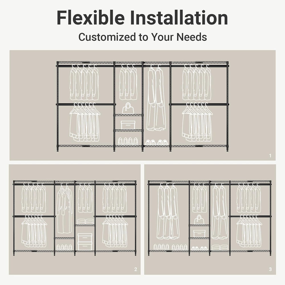 VIPEK X4 Expandable Heavy Duty Clothes Rack Wardrobe Closet Organizer Black