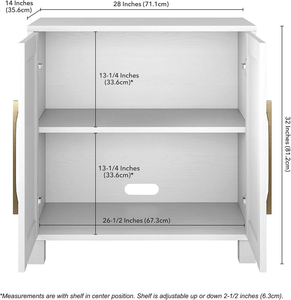 Henn&Hart 28" Accent Cabinet, Sideboard Buffet, Cloud White