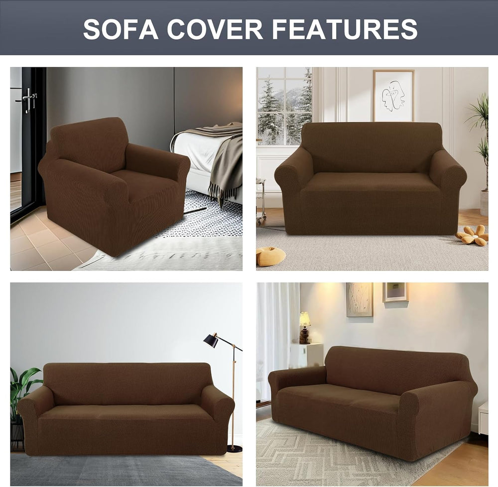 Stretch Oversized Sofa Couch Cover Washable Slipcover, Brown