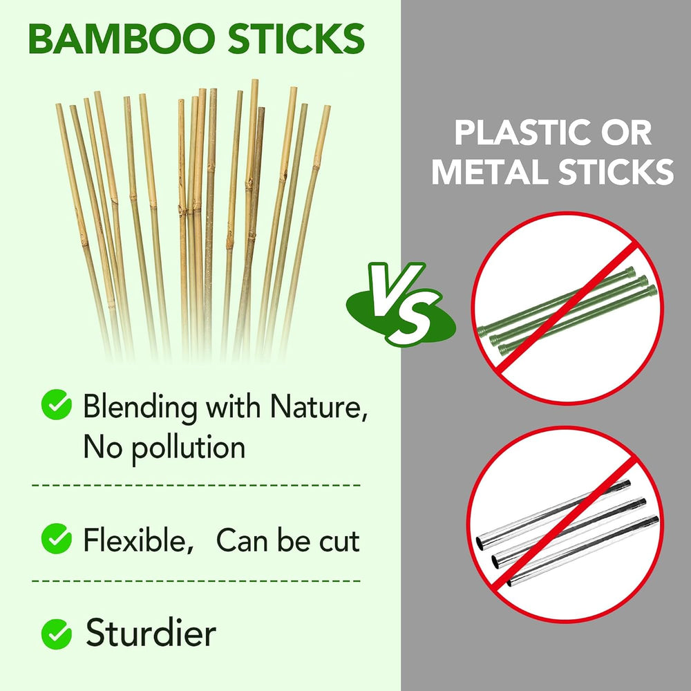 70 Pcs Bamboo Stakes, 3 Feet Natural Bamboo Garden Stakes for Plant, Garden B...