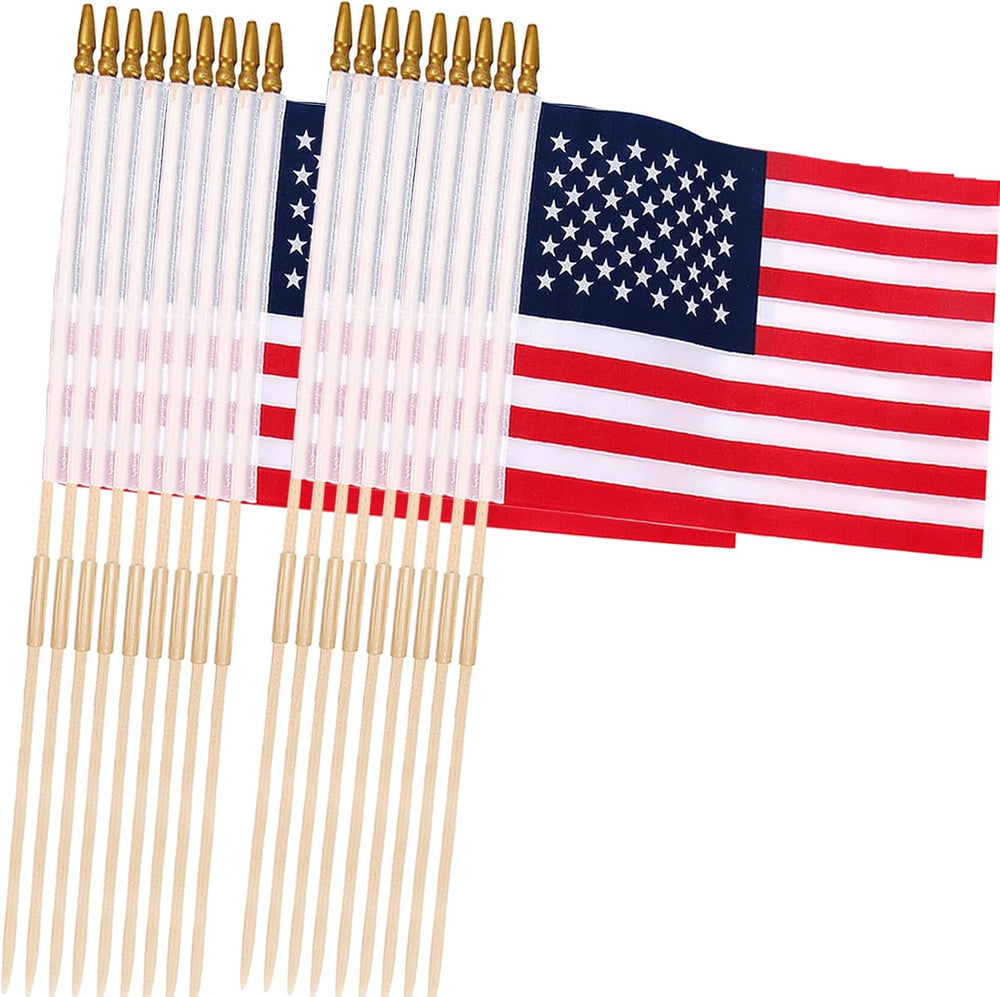 24 Pcs 12x18 Inch American Flags on Stick for Outside Multi-Purpose Use