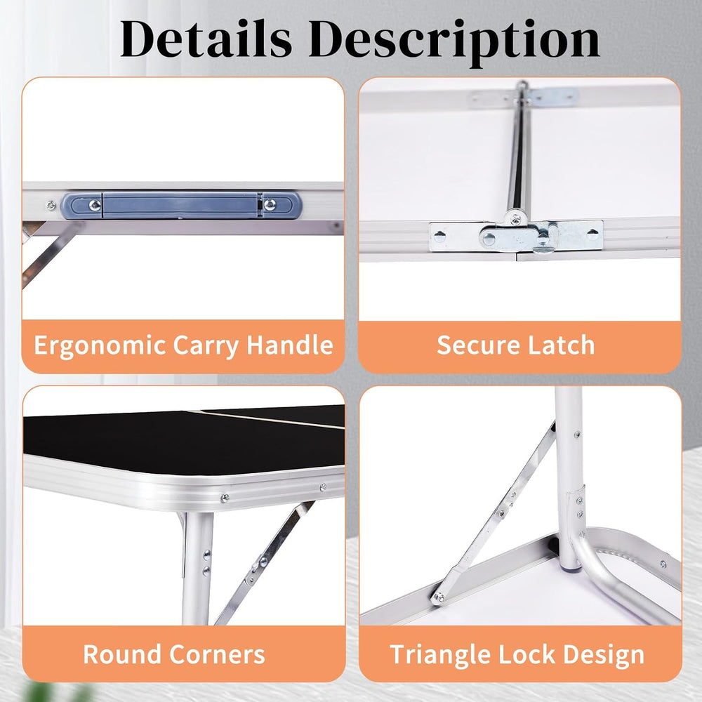 6.0 Ft Folding Portable Camping Table Black