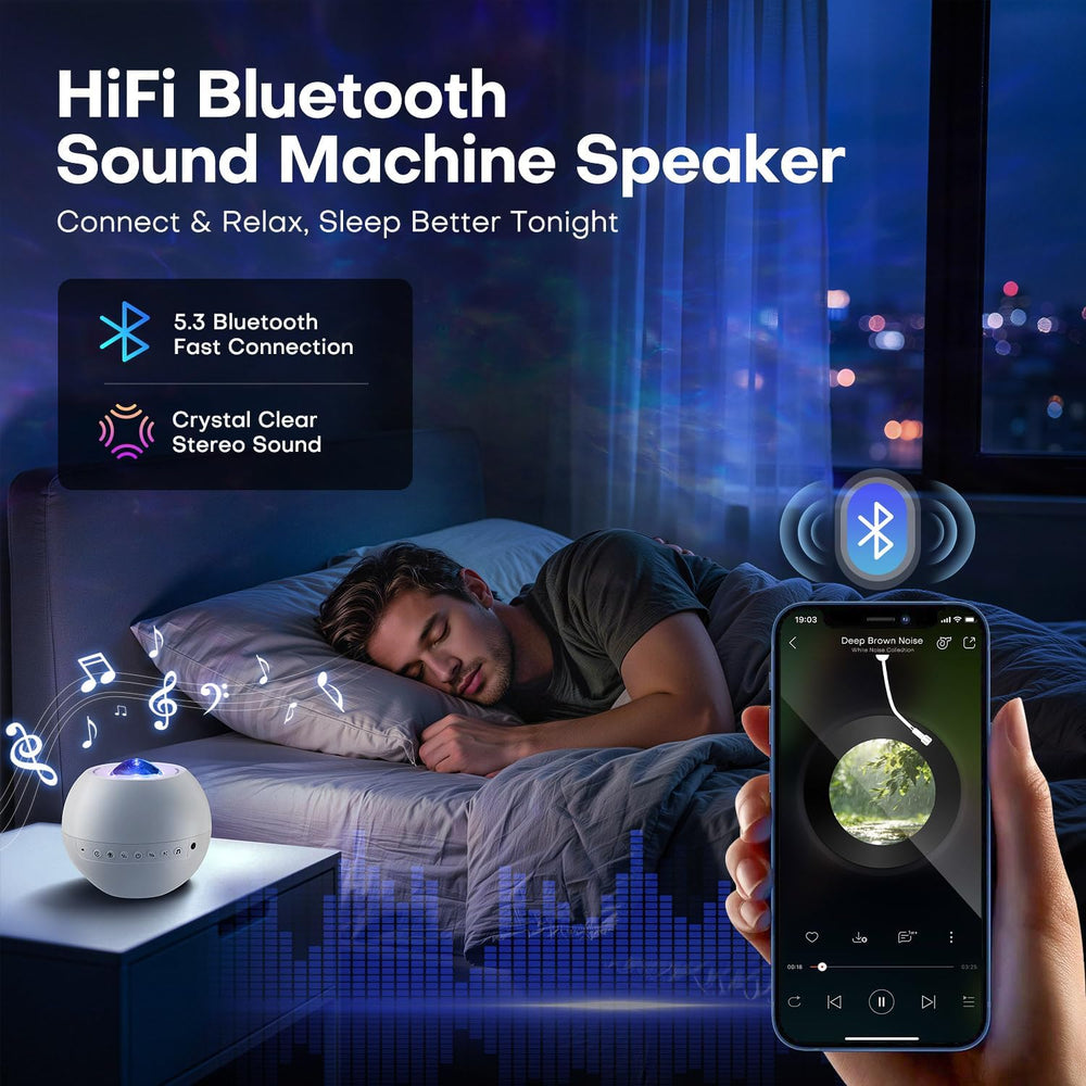 Sound Machine Light Projector, 30 Sleep Sounds for Adult, Bluetooth Speaker