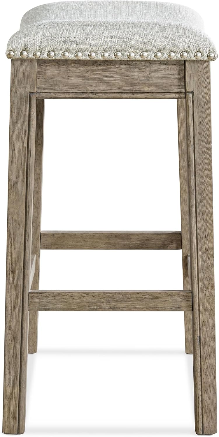 ROME + OAK Parker 26" Backless Saddle Stool, Reclaimed Oak, Set of 2