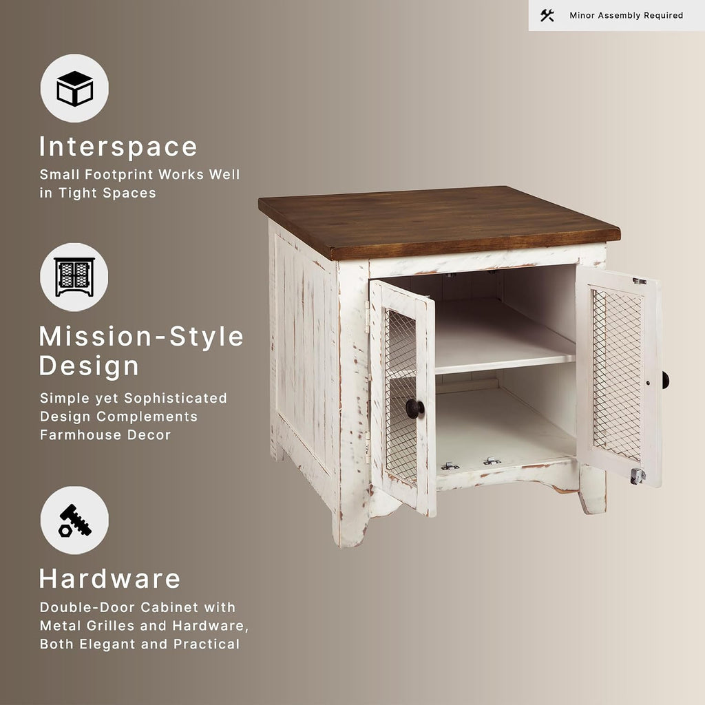 Signature Design by Ashley Wystfield End Table with Storage, White/Brown