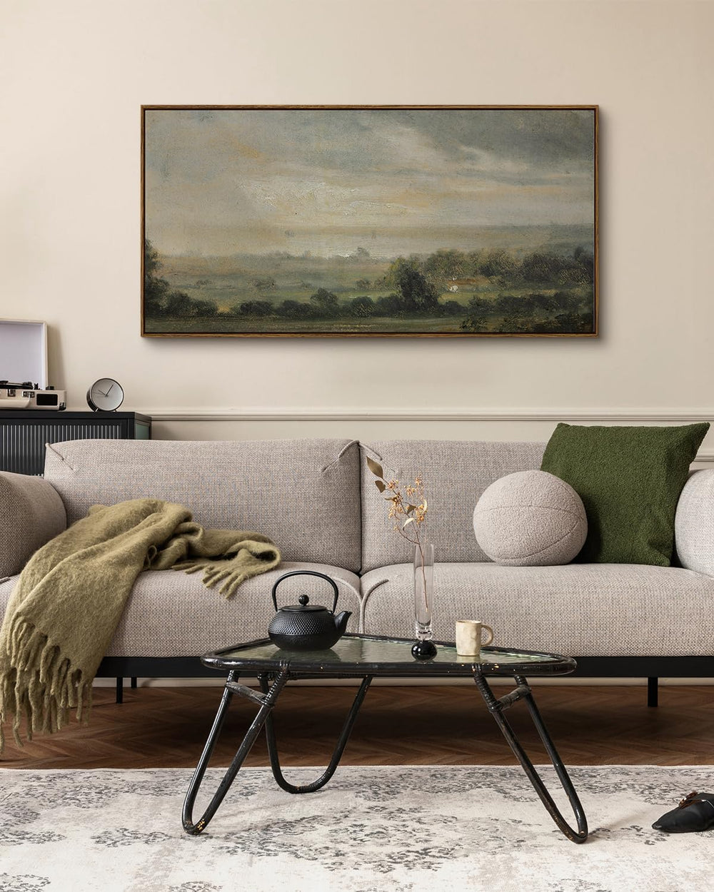 InSimSea Extra Large Framed Wall Art, Wild Field under Sky Prints,24x48inch