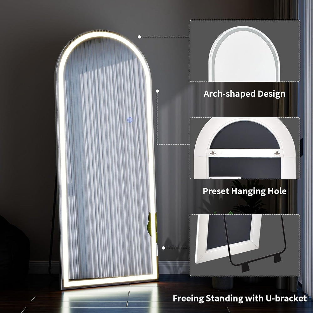 VooBang 56"x21" LED Arched Mirror Full Length with Dimmable Lights