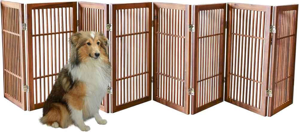 Urnporium Pet Dog Gate Freestanding, Strong Durable Folding Wooden Fence, Por...