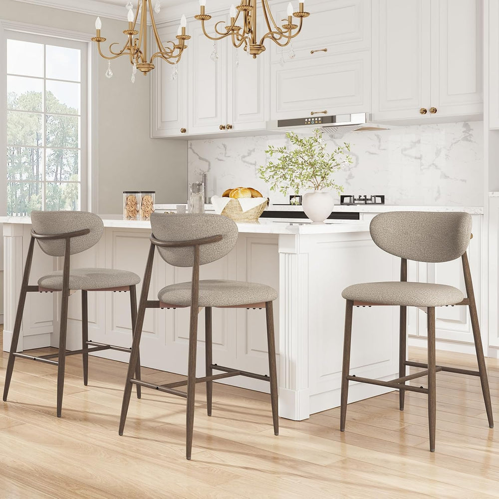 MALOL Counter Height Bar Stools with Backs Set of 4, Camel