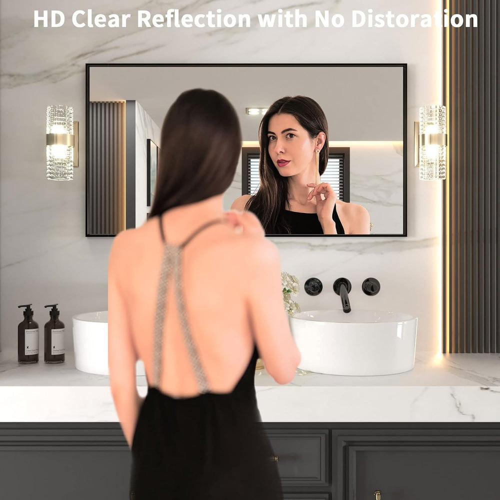 LOAAO 55"X30" Black Rectangle Bathroom Mirror