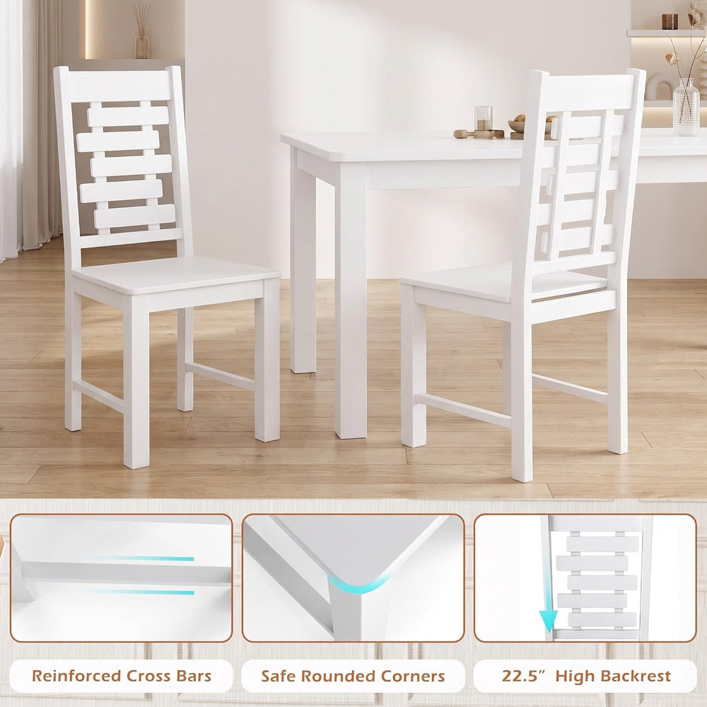 POWERSTONE Wooden Dining Chairs Set of 4, Modern Kitchen Chairs, White