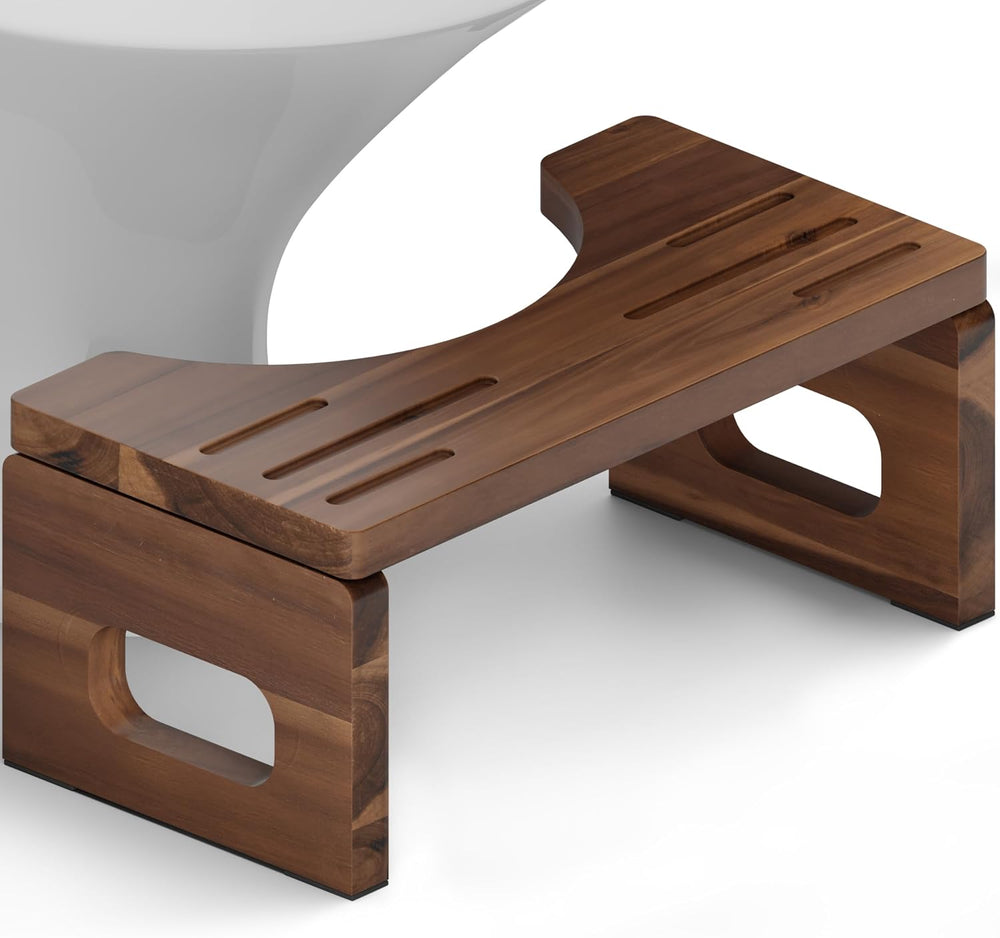 BLUEWEST Foldable Poop Stool, Acacia Wood Toilet Stool for Potty Training, 7 ...
