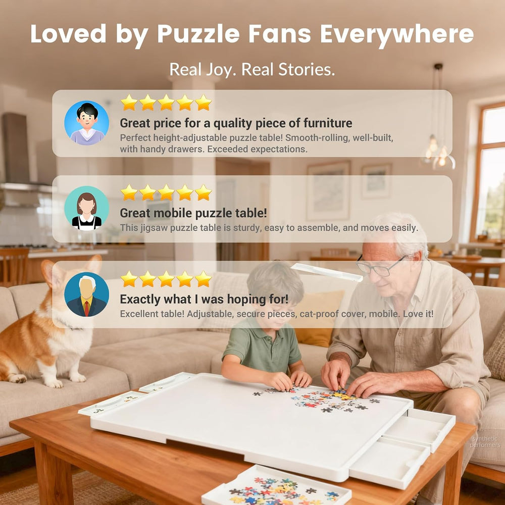ALL4JIG 1500 Pieces Lightweight Rotating Plastic Puzzle Board with 6 Drawers ...