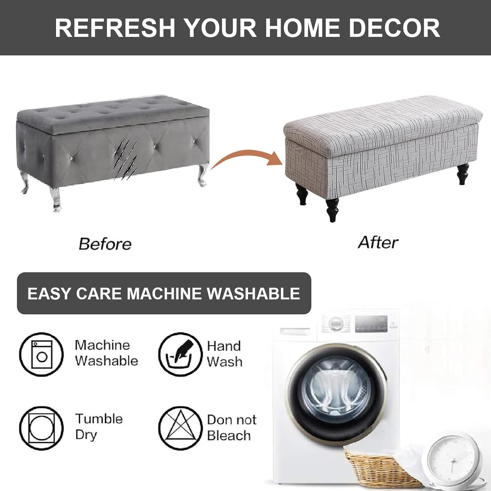 Storage Ottoman Cover Rectangle Ottoman Slipcover Fold Storage Bench Cover