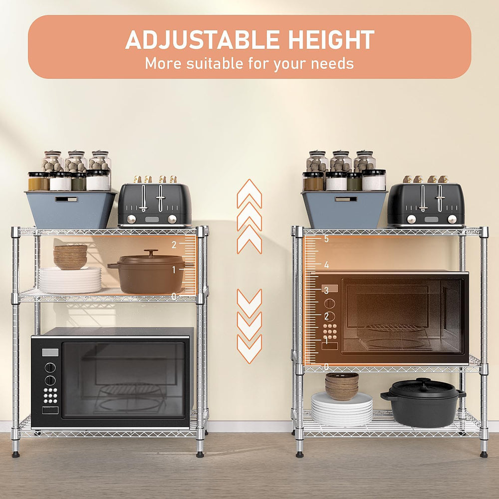 M MZG 750 lbs 3 Tier Storage Rack Metal Wire Shelving Unit, Storage Standing ...