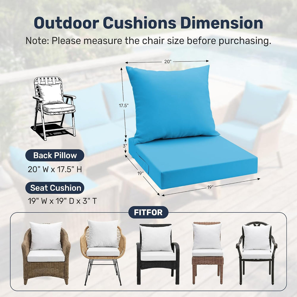 UNIKOME Outdoor Seat Cushions 19 X 19 Inch - Water-Resistant & Fade Resis...