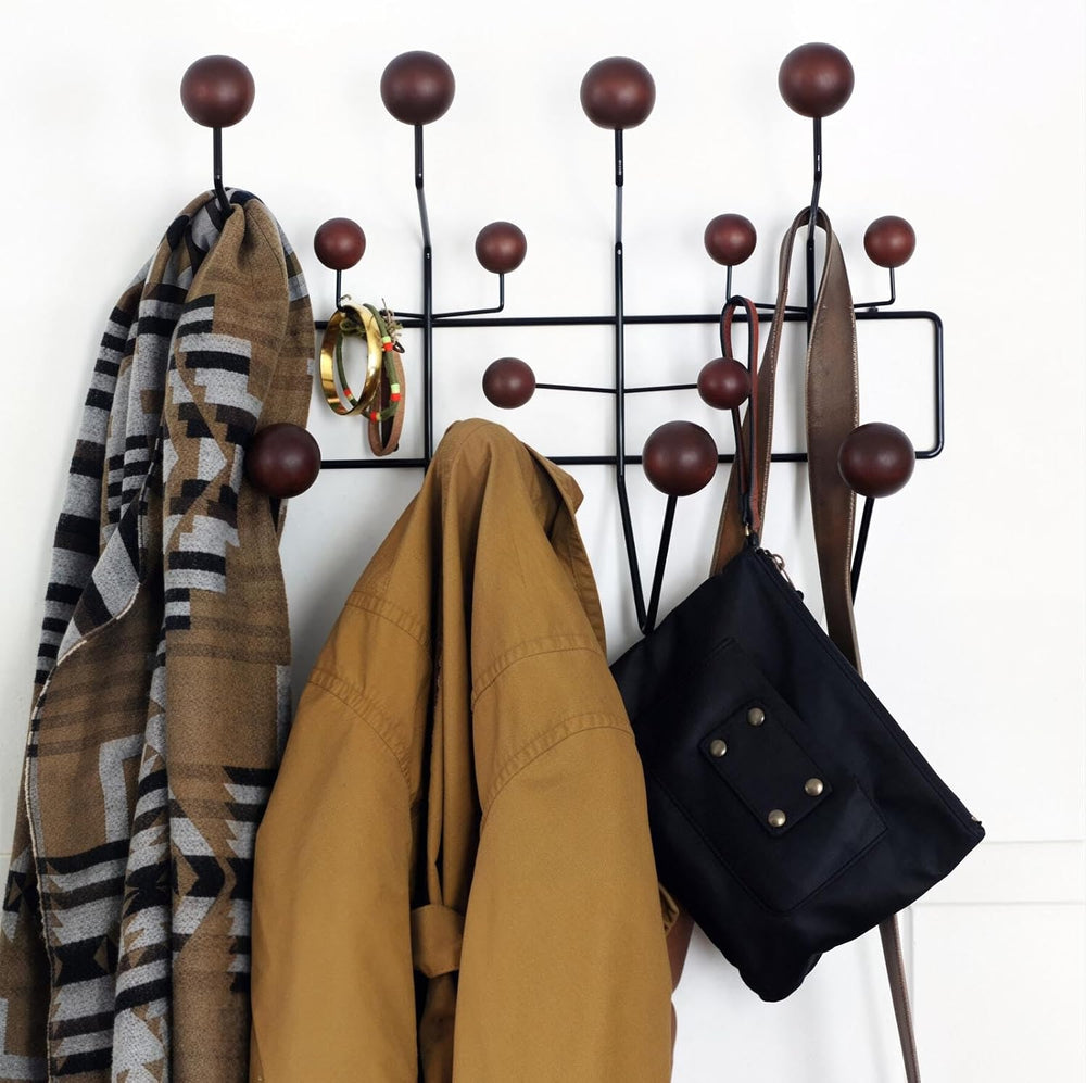 SHISEDECO Classic Mid Century Modern Home Hang it All Coat Rack Dark Walnut