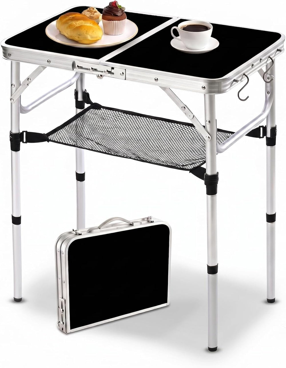 YUFIFAIRY Outdoor Side Table, 3 Height Adjustable Foldable Patio Side Table