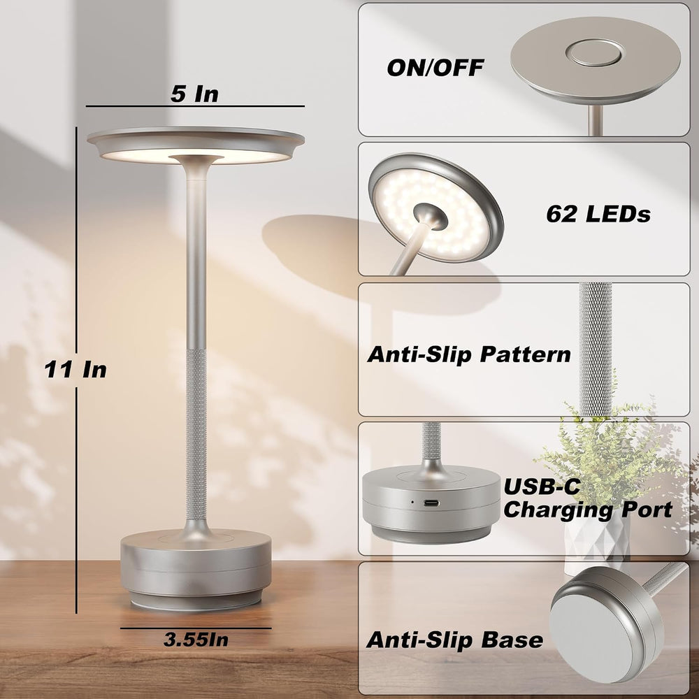 TBBGA 2 Pack Rechargeable Cordless Table Lamp, 5000mAh Battery Table Light