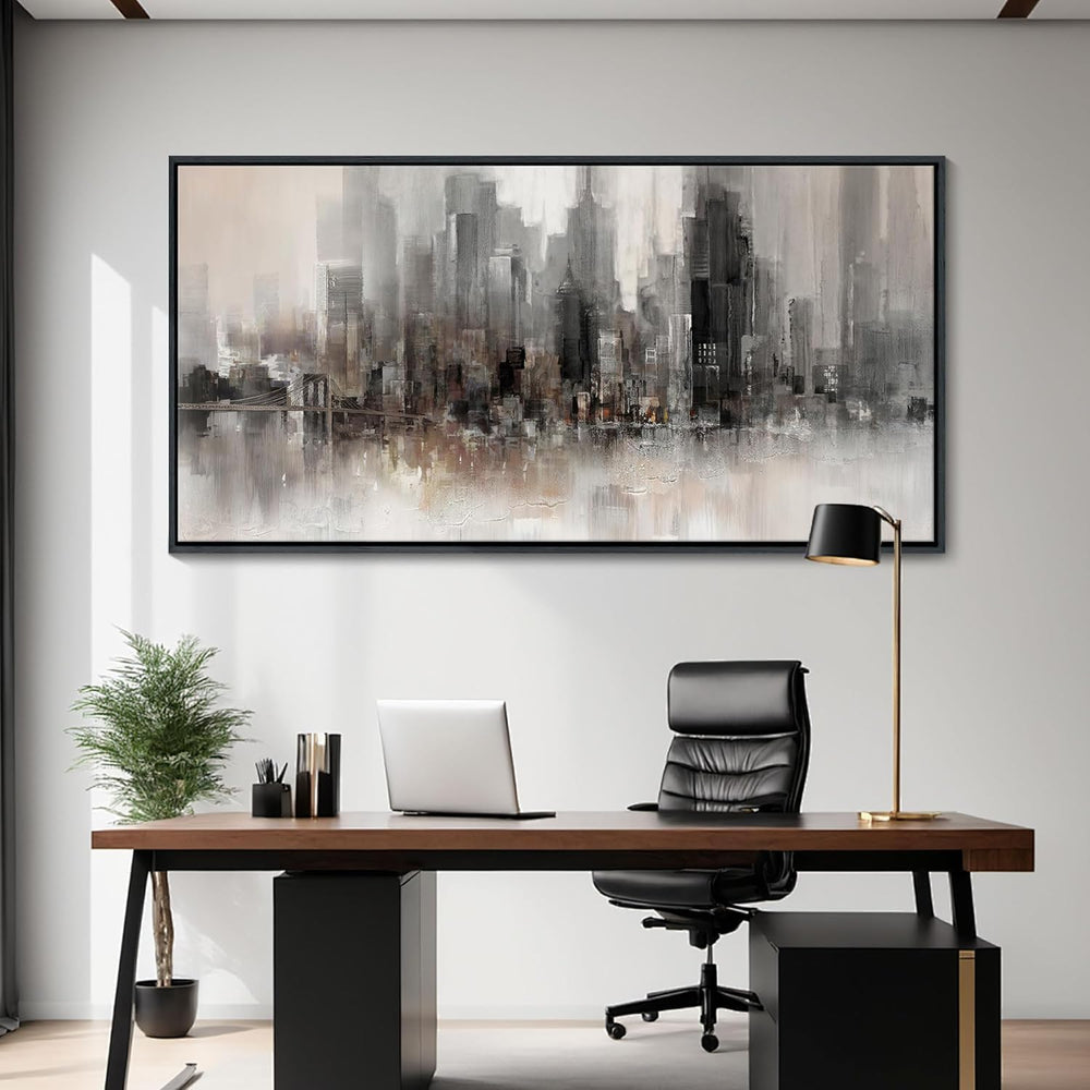 Cityscape Wall Art New York City Skyline Buildings Picture Modern Abstract Gr...