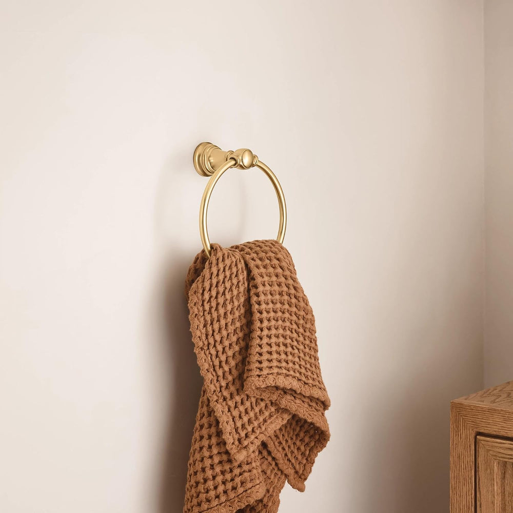 Moen Weymouth Brushed Gold Bathroom Hand -Towel Ring, YB8486BG
