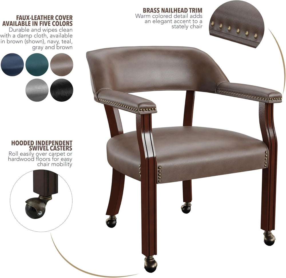 Steve Silver Furniture Tournament Arm Chair w/Casters, Dining Chair with Cast...