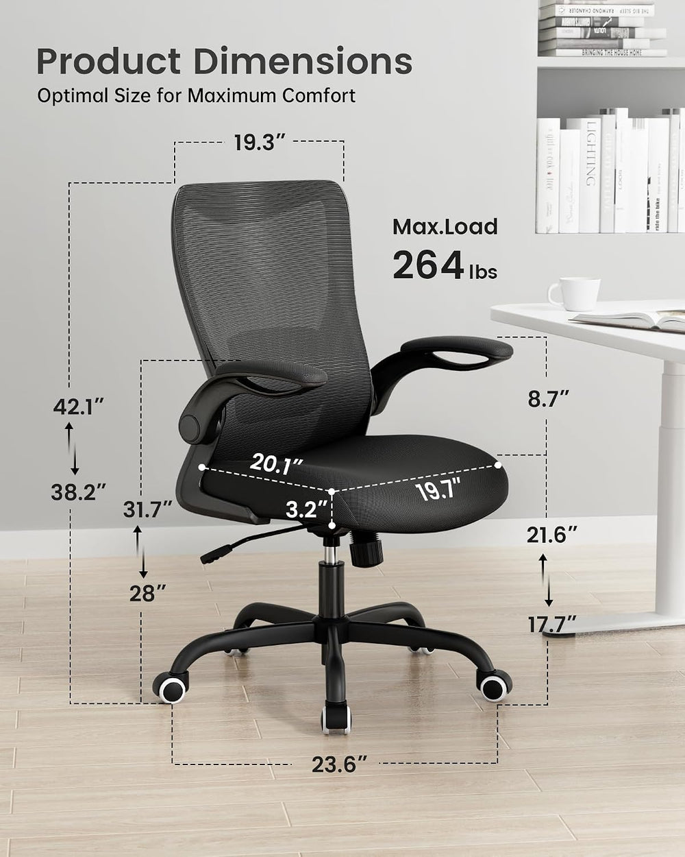MUXX.STIL Office Chair, Ergonomic Desk Chair with Adjustable Lumbar Support a...