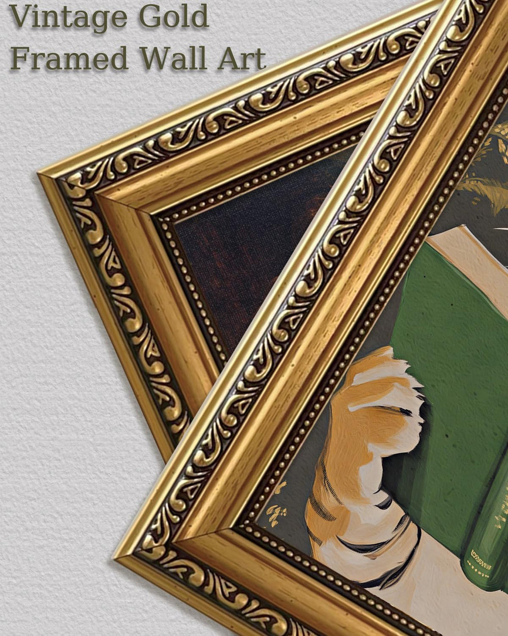 Vintage European Abstract Gold Framed Canvas Wall Art 16x24