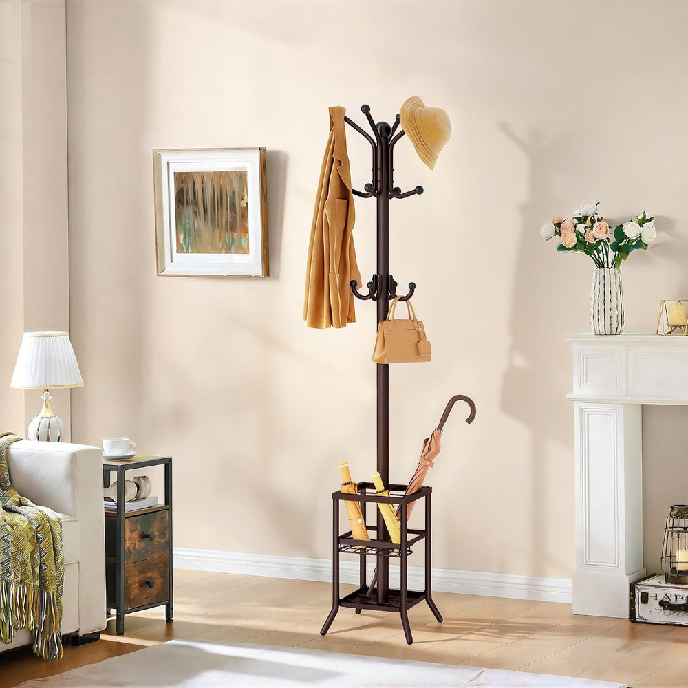 FAVOOSTY Coat Rack Freestanding,Coat Rack Stand with Umbrella Holder,Metal Co...