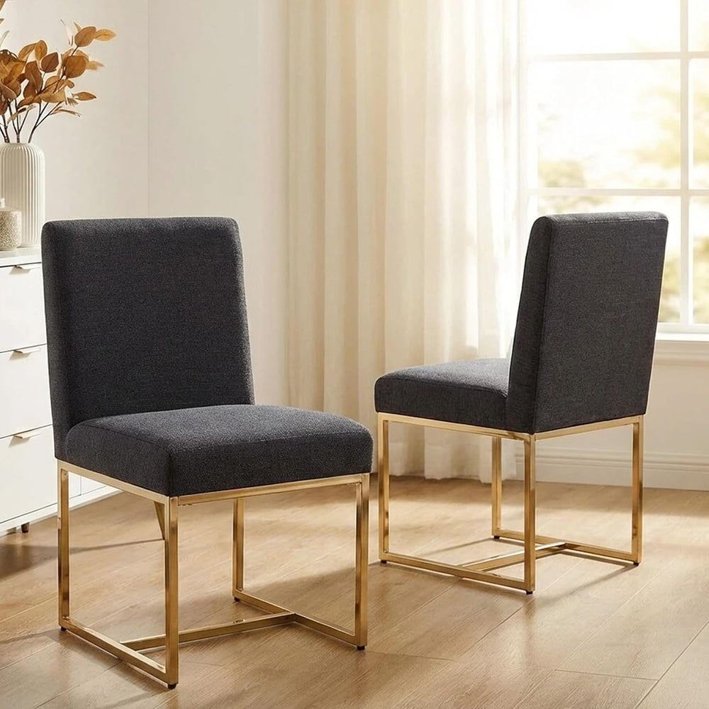 VESCASA Linen Upholstered Dining Chairs Set of 2, Mid Century Modern Padded C...