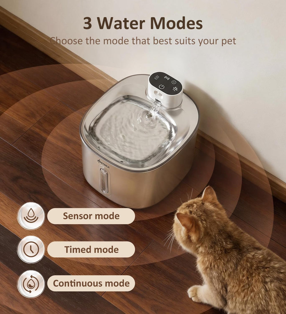 Cat Water Fountain Stainless Steel, 152fl-oz/4.5L Wireless Cat Fountain,5000m...