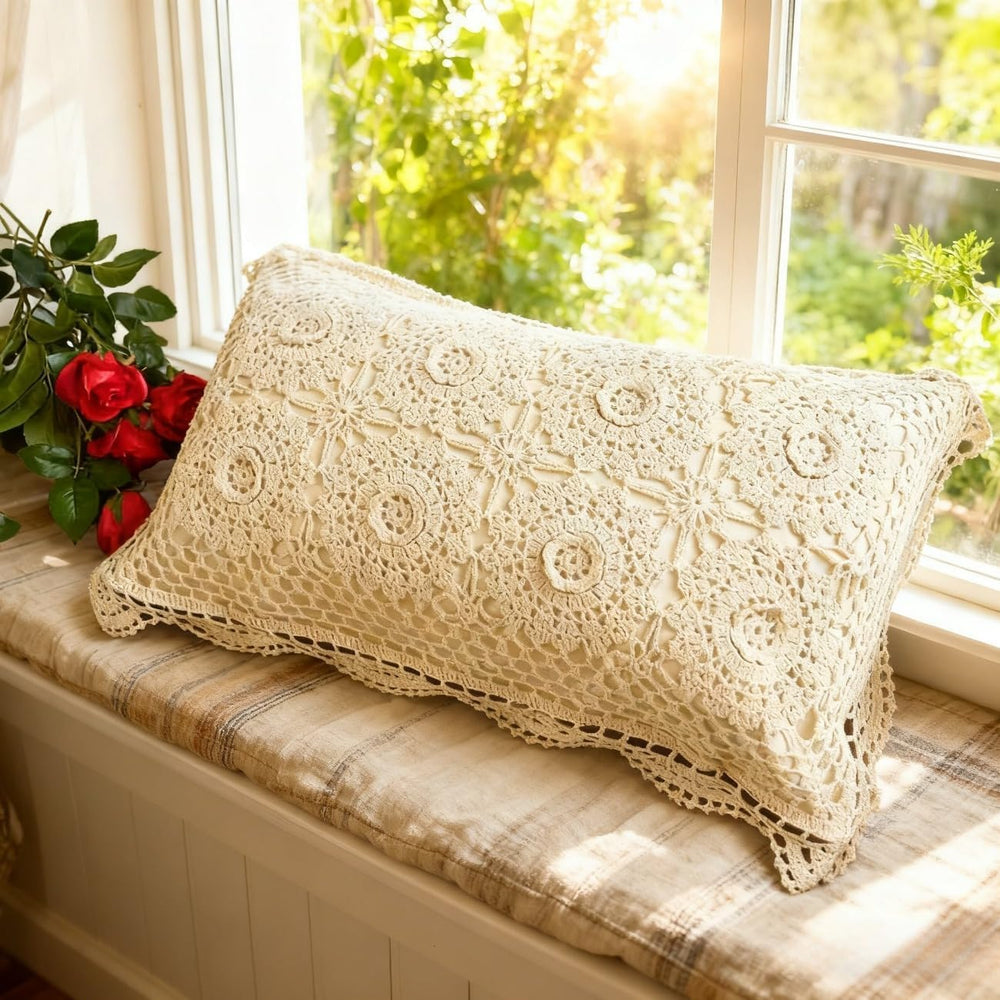 misppro 100% Cotton Creative Linens Pillowcase Crochet Embroidery 3D Lace Flo...