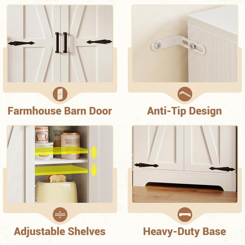 Unikito Kitchen Pantry Storage Cabinet with Adjustable Shelves, White