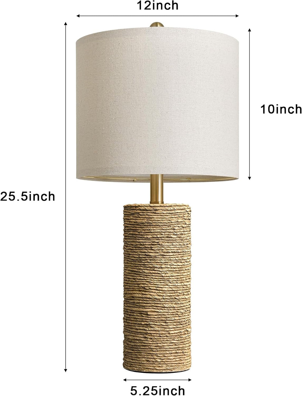 BOBOMOMO Boho Lamps Set of 2, 25.5" Coastal Farmhouse Bedside Lamps, Res...