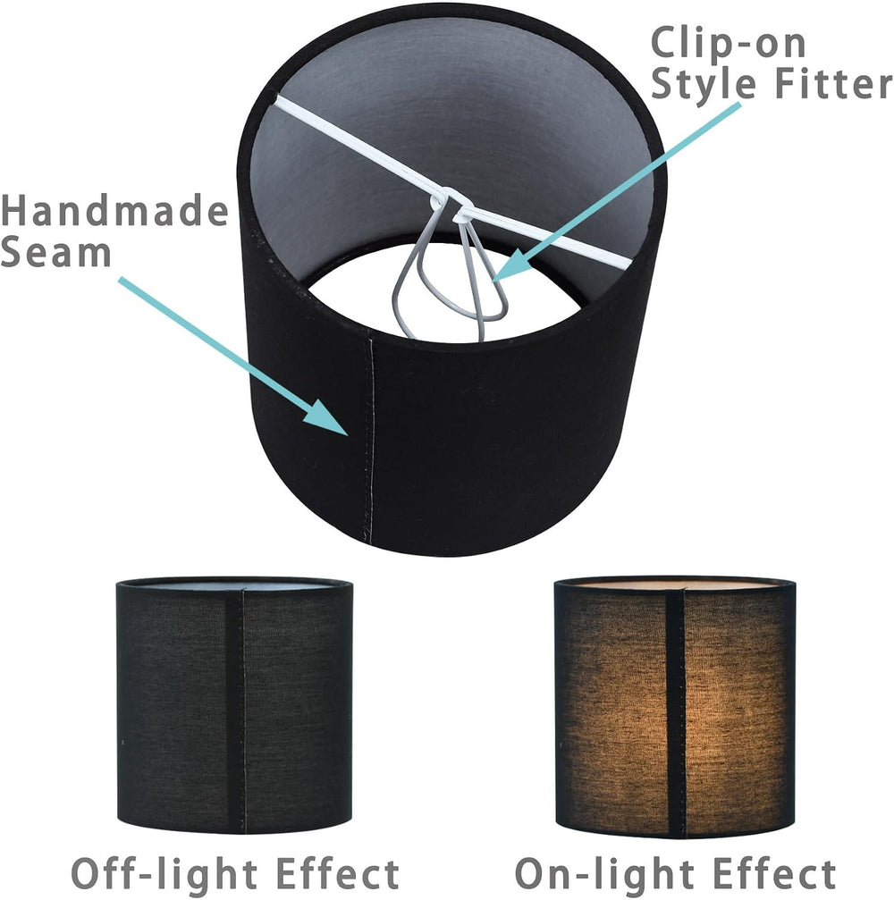 KIKI Black Clip-on Chandelier Lamp Shades Set of 6, 5"5"H5", M...