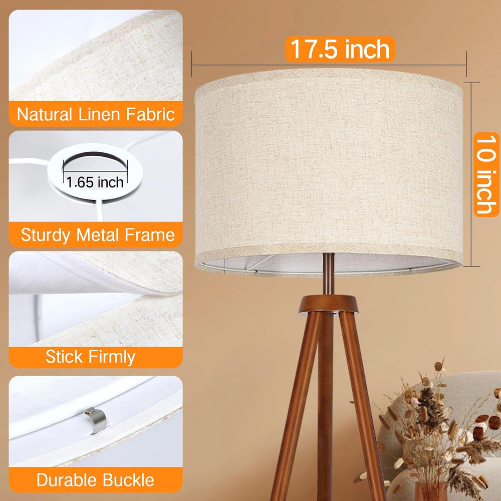OUTON Beige Large Drum Lamp Shades for Floor Lamps, 17.5" Top x 17.5&quo...